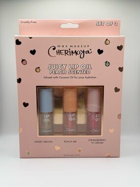 Cherimoya Juicy Lip Oil 3 Pack | Peach Scented Lip Gloss Oil Set